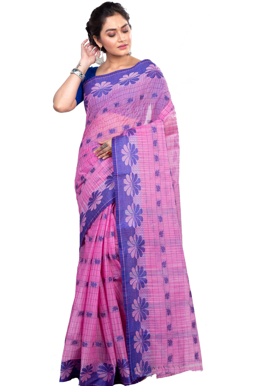 Pink Pure Cotton KotkiTat Tant Saree (890)